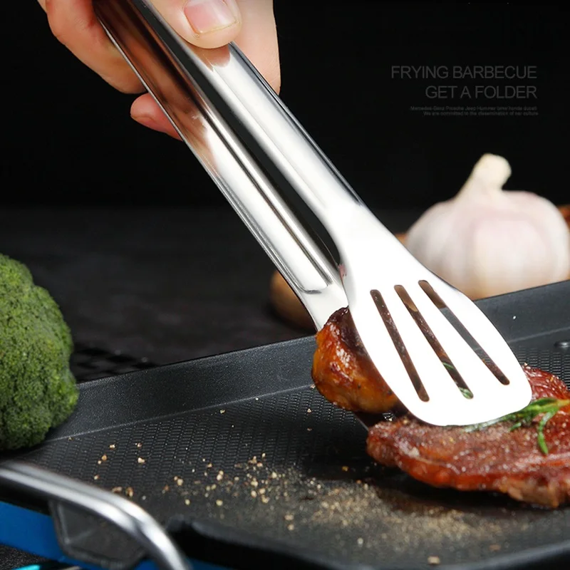 Stainless Steel Food Tongs Non-Stick Serving Tongs Barbecue Anti Heat Bread Clip Salad Bread Serving Tong BBQ Tool