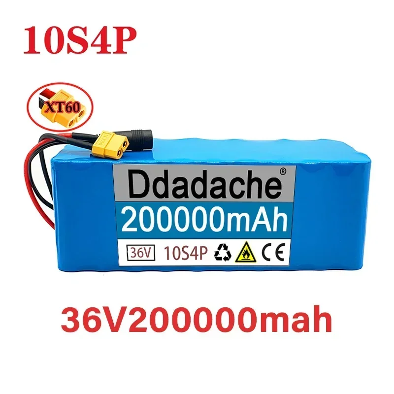 

100% original 36V 10s4p 200Ah 20000W large capacity 18650 lithium battery pack electric bicycle scooter with BMS XT60 Plug