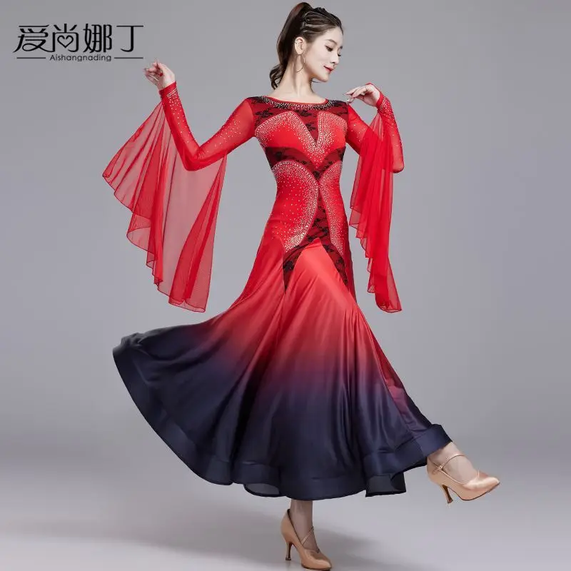 New National Standard Waltz Friendship Dance Modern Dance Skirt Professional Competition Performance Dress Big Swing Dress