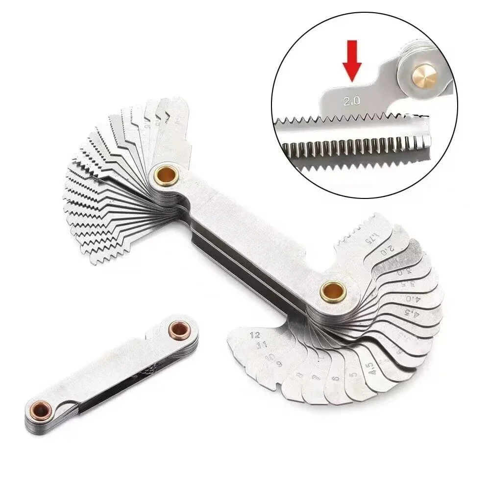 Stainless Steel Pitch Scale Measuring Tool 40Blades High Precision Metric 60 and Imperial 55 degree One Pcs thread gauge Samples