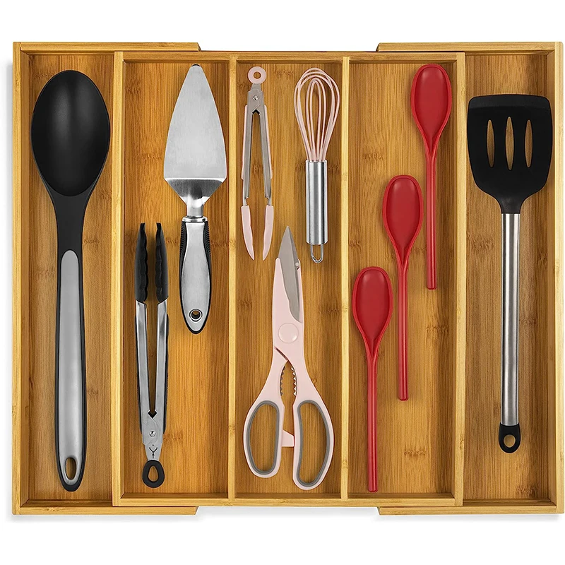 Expandable Cutlery Drawer Organizer 6 Compartment Flatware Storage Divider  Adjustable Kitchen Utensil Tray Kitchen Organization - AliExpress