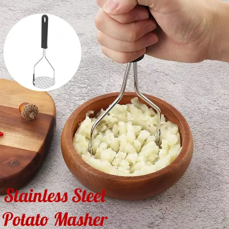

Home Stainless Steel Potato Masher,Manual Potato Crusher for Smooth Mashed Puree Juice Press Maker,Kitchen Fruit Vegetable Tools