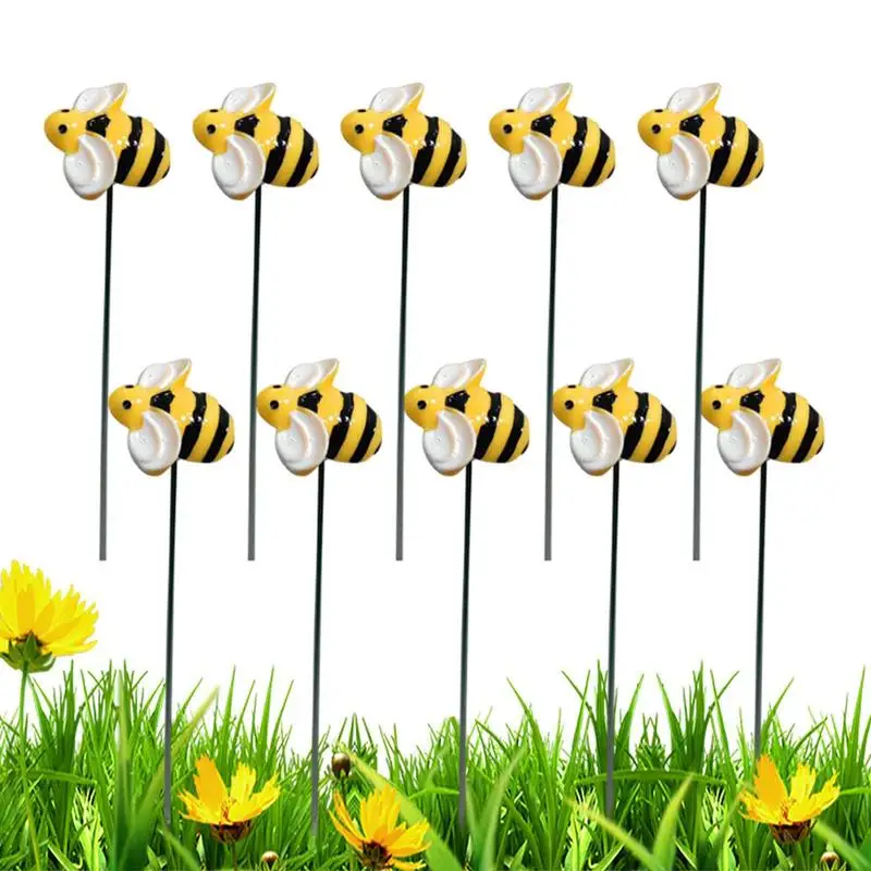 

10pcs Bee Yard Stakes Lawn Pathway Ornaments Garden Stakes Decoration Art Patio Decor Pathway Ornaments Indoor Outdoor Miniature