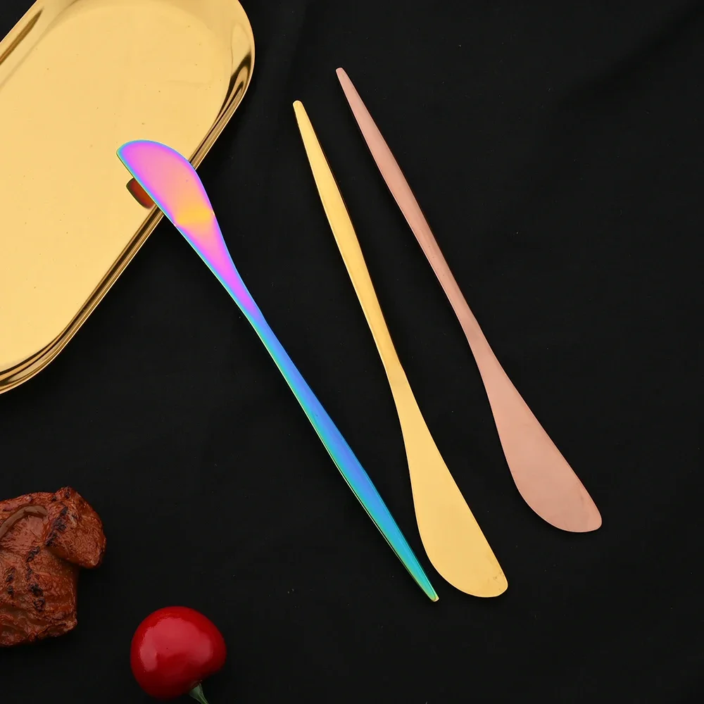 Knife Butter Tablewares Multi-purpose Stainless Steel Mirror Gold for Cut Bread Breakfast Wipe Cream Jam Cutter 10Pcs butter knife