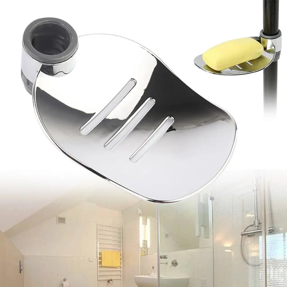 22/24/25MM For 22 24 25 mm Silver Bath Shower Home Adjustable Rail Slide Soap Dishes Soap Holder Leaf Shape Tray