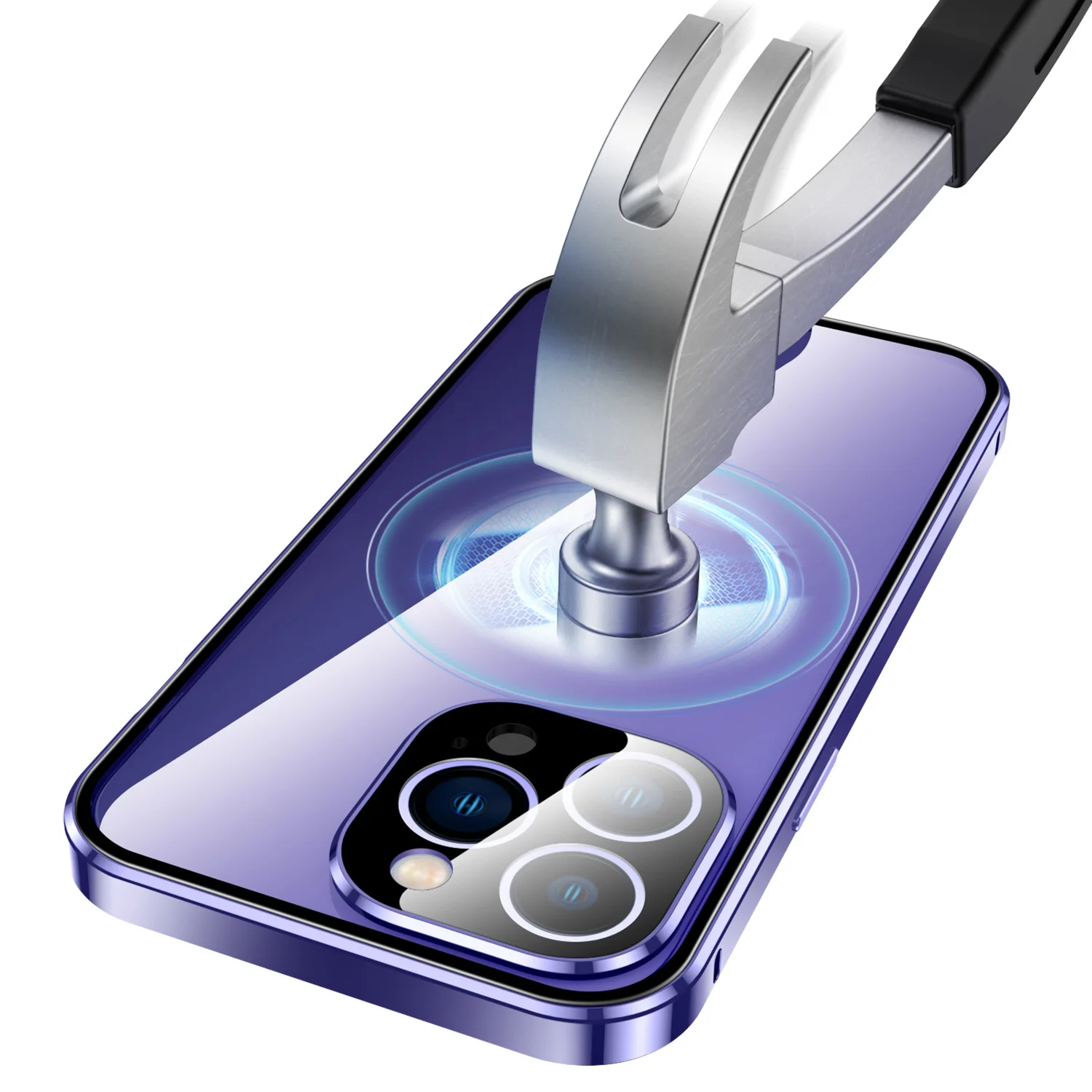 Metal Magnetic Double Sided Glass Card Buckle Installation Case For iPhone 15 14 12 13 ProMax Camera Lens Protection Metal Cover