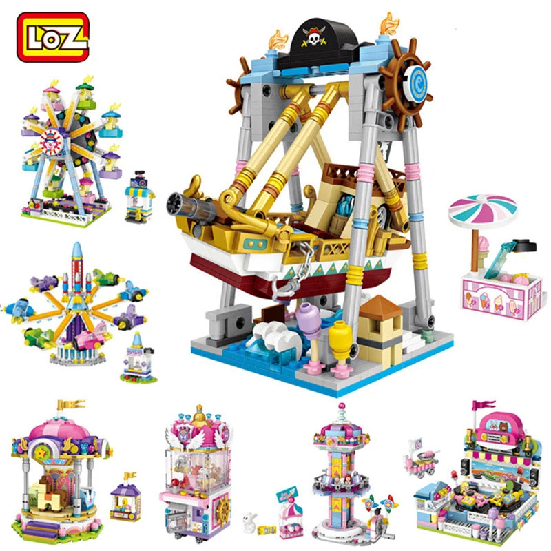 

LOZ ​Mini Assemble Blocks Amusement Park Series Corsair Ferris Wheel Rotary Carousel Model Building Brick Set Toy Kids Friend