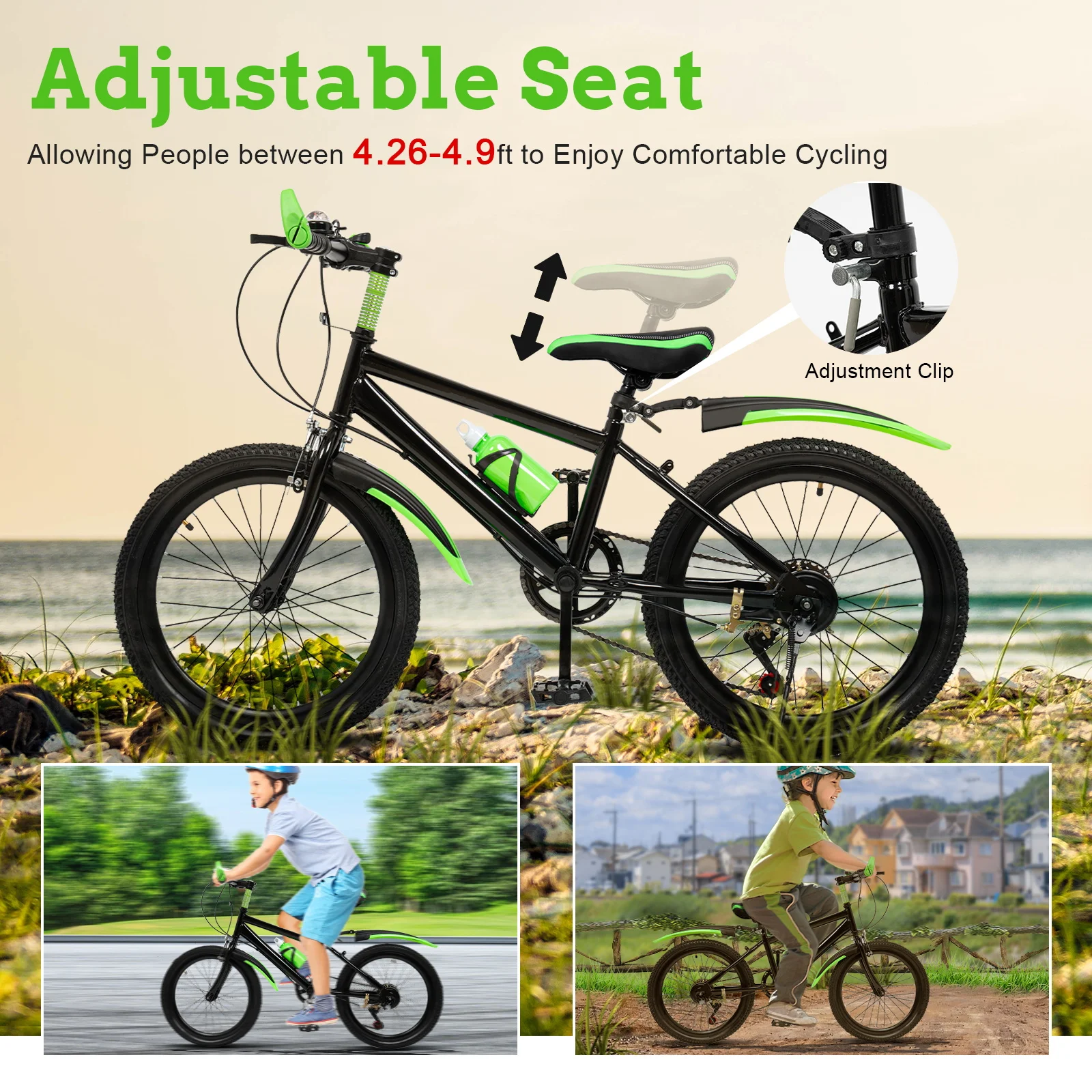 20In Mountain Bike 7 Speeds Adjustable Height Kids Bicycle Boys Girls MTB Children&rsquo;s Bicycle Double Disc Brake mountain bike children bicycles