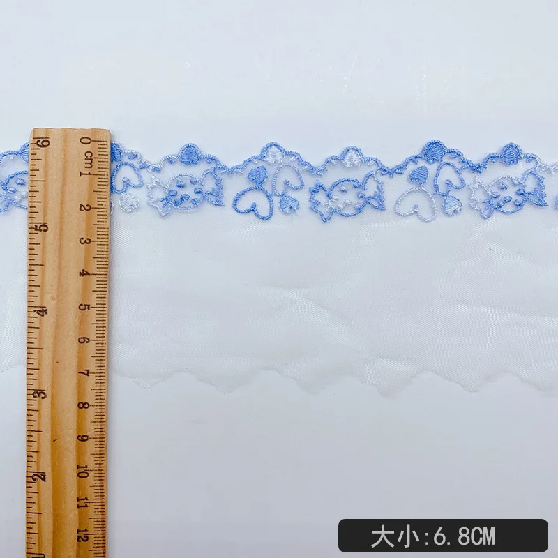 귀여운 캔디 러브 레이스 원단, DIY 드레스 스커트, 웨딩 의류 액세서리, 다채로운 스팟, 6.8cm 메쉬, 3 야드