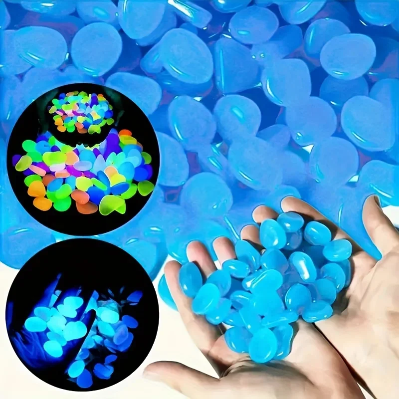 Glow Stones Decorative Stones Artificial Stones 500pcs/bag Glow-in-the-Dark Pebbles Create A Magical Garden Aquarium Decoration Landscaping Or Wedding Decoration