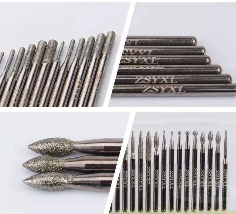 10/14 Stück Premium Schleifkopf Spitze Graveur Bits Grate für Schmuck Legierung Jade Schnitzerei – Detail 1