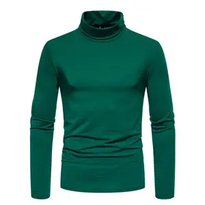 Men's Solid Color Long Sleeve T Shirt Casual Half-high Collar Bottoming Top Pullover Underwear T-Shirts