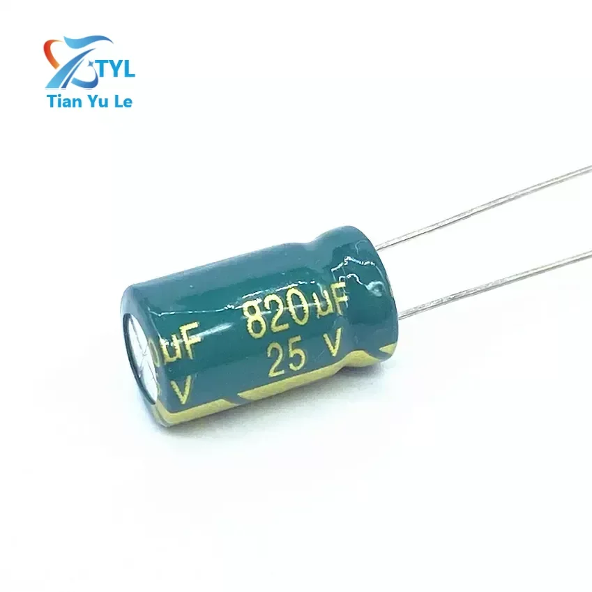 

10 шт./партия, алюминиевый электролитический конденсатор с низким сопротивлением, 25 в, 820 мкФ, размер 10*16 820UF25V 20%