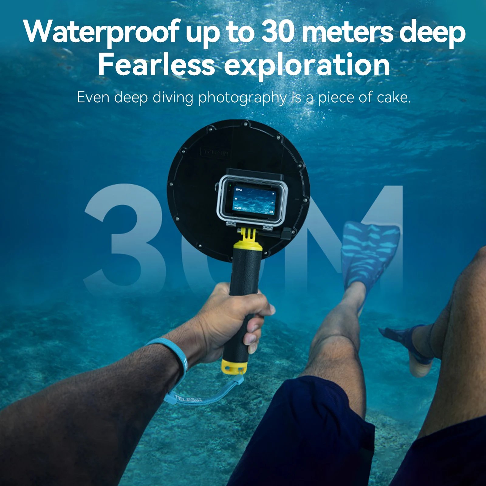 TELESIN Dome Port for DJI Action 5 Pro 4 3 Gopro Hero 13 12 11 10 9 7 6 5 Diving Waterproof Housing with Floating Grip Trigger 4