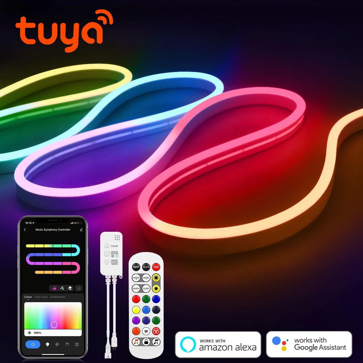 Tuya Smart Wifi Neon LED Strip Lights 24V RGB Dimmable Dream Color Music LED  Light Tape Neon Sign Bedroom Outdoor Garden Decor - AliExpress