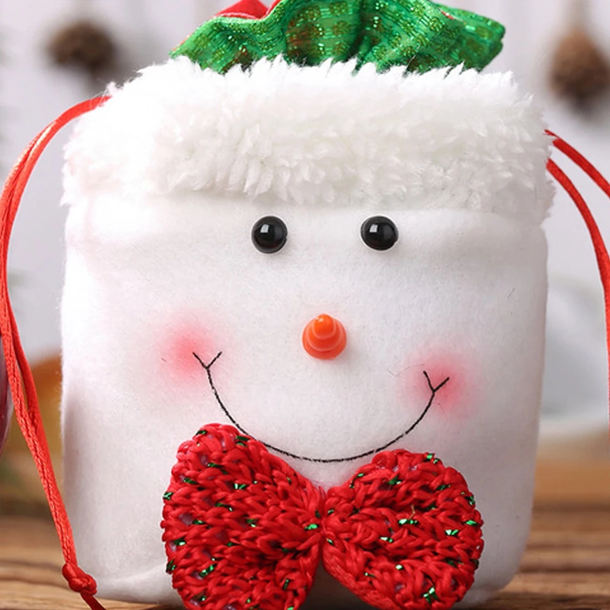 1pc-Christmas Decoration Drawstring Apple Bag, Elderly Candy Bag, Gift Bag, Scene Decoration, Holiday Decoration, Room Decora