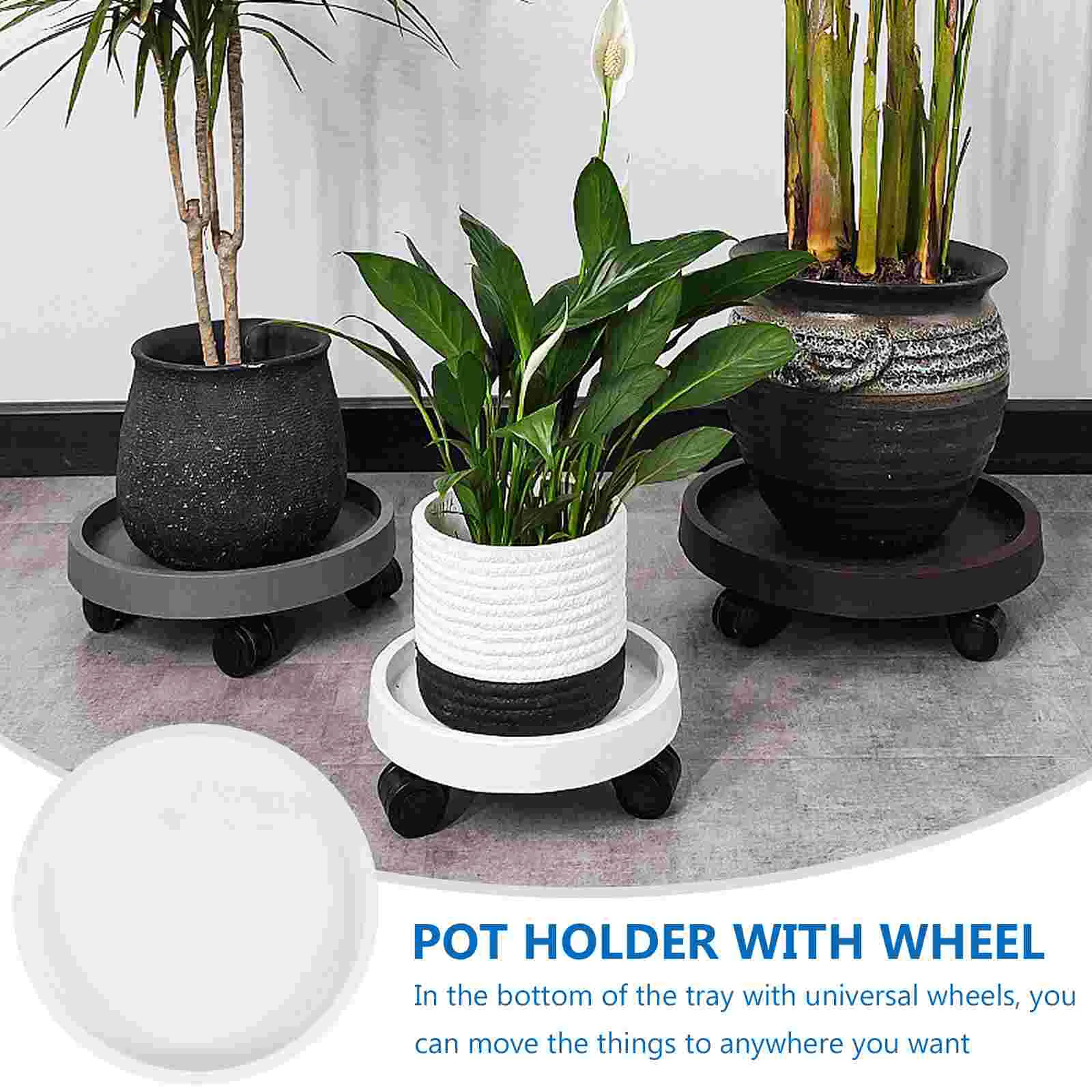 

Flower Pot Base Wheeled Stand Planter with Holder Heavy Duty Round Serving