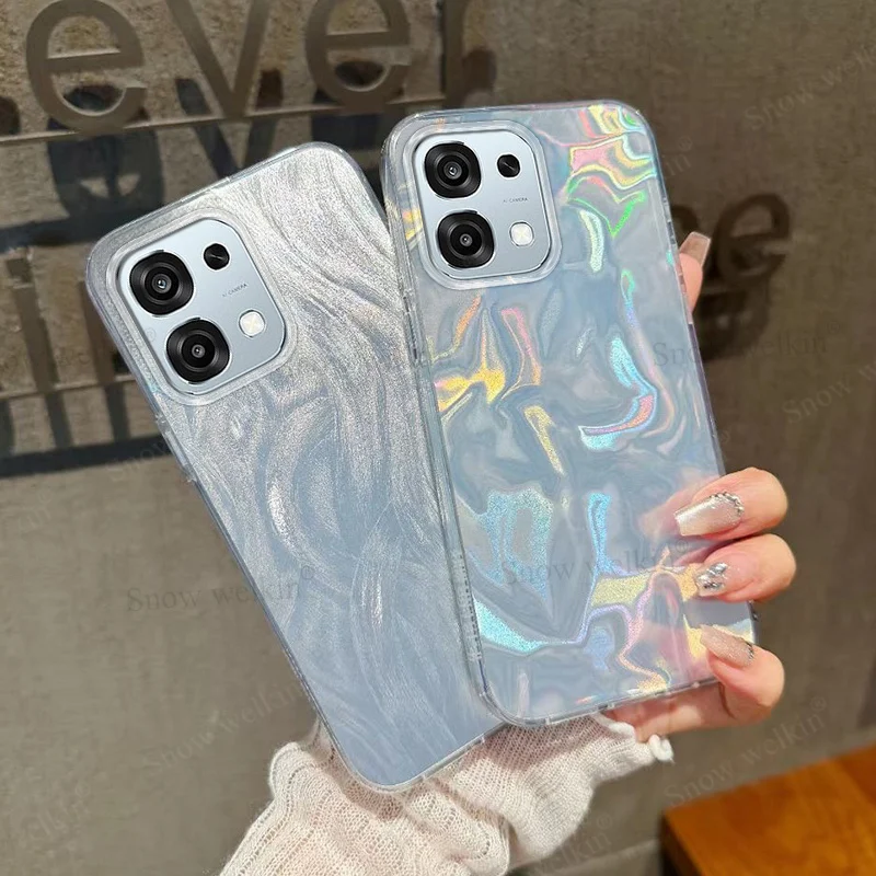 Luxury Laser Silver Gradient Shockproof Phone Case with TPU Bumper