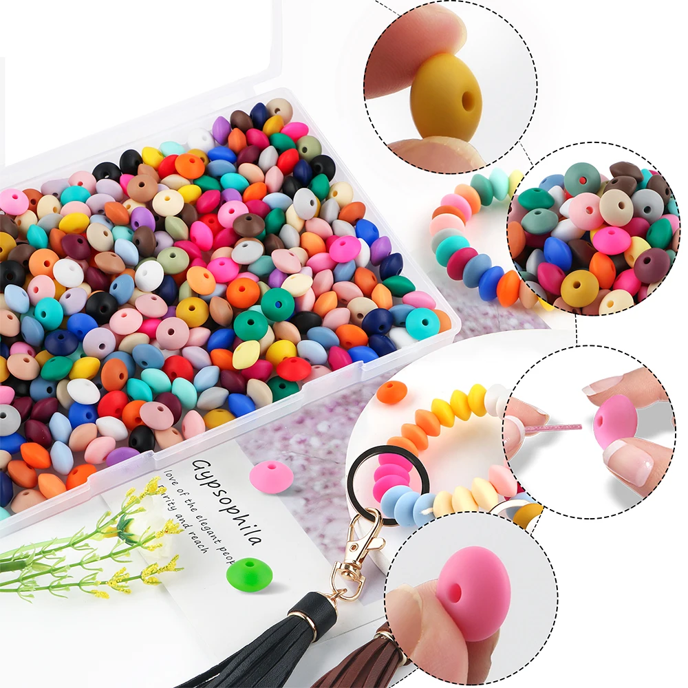 Silicone Lentil Spacer Beads for DIY Accessories (12mm, Multiple Quantities Available)