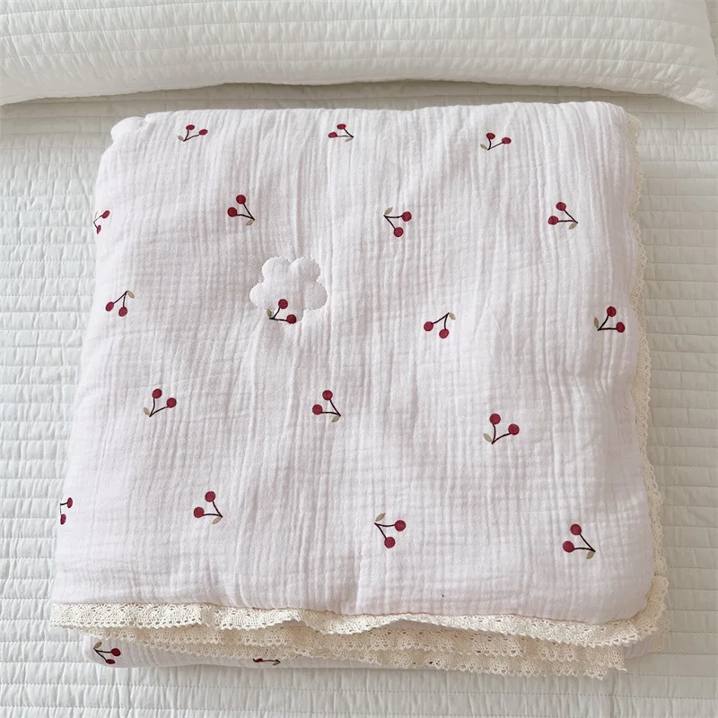Baby Camellia Rose Print Muslin Trends Blanket Quilt