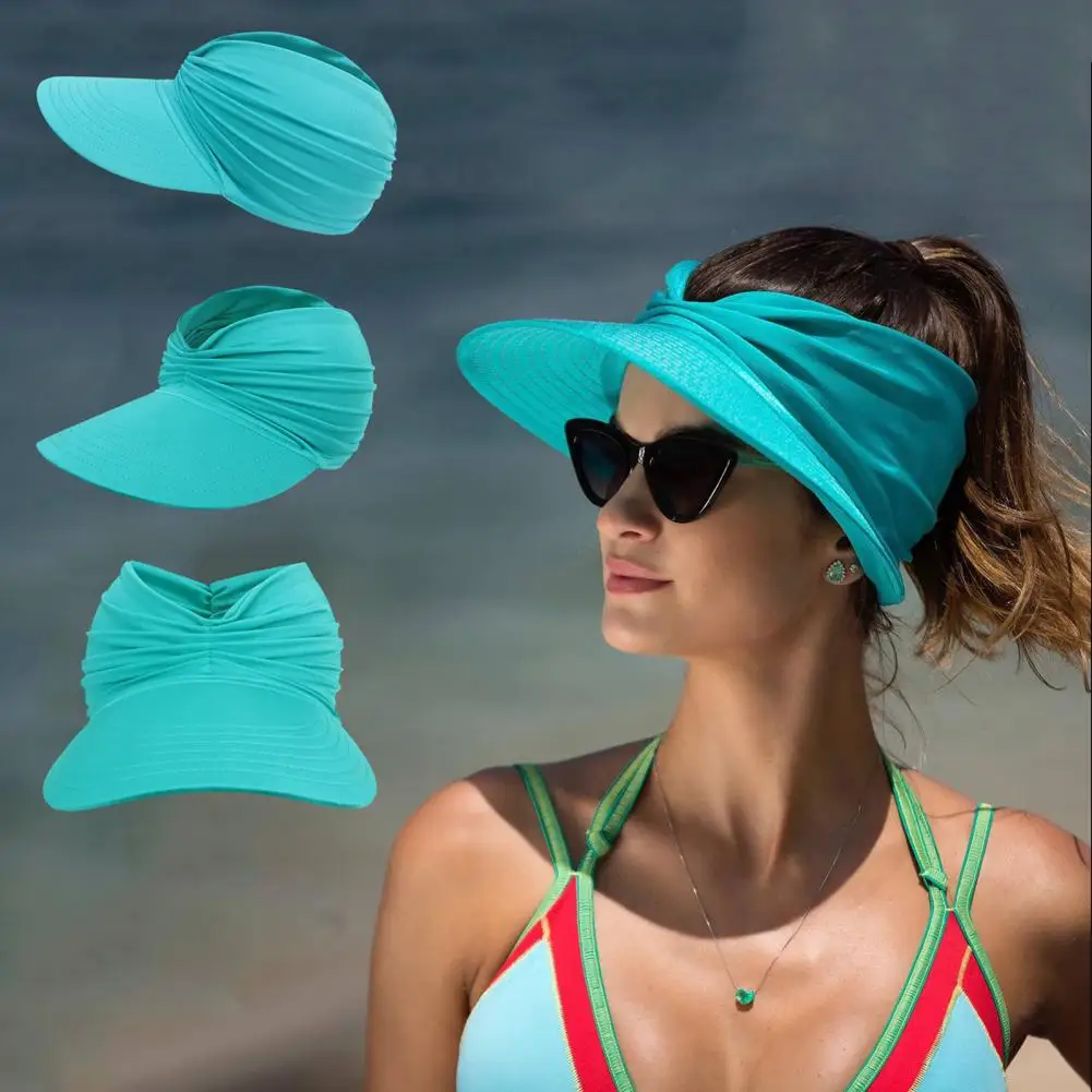 Sun Hat Pleats High Stretch Women Hat Sun Protection Women Cap Indeformable  Ladies Foldable Anti Sun Cap for Vacation - AliExpress