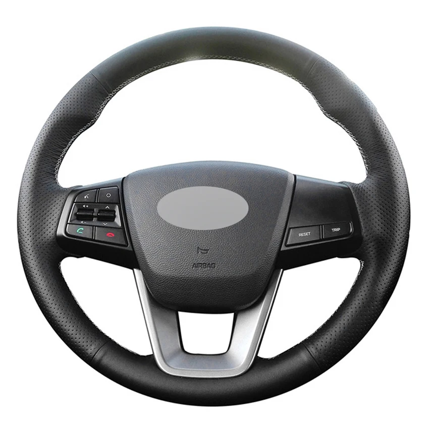 Black Pu Faux Leather Car Steering Wheel Cover For Hyundai Ix25 20142018 Creta 20162019