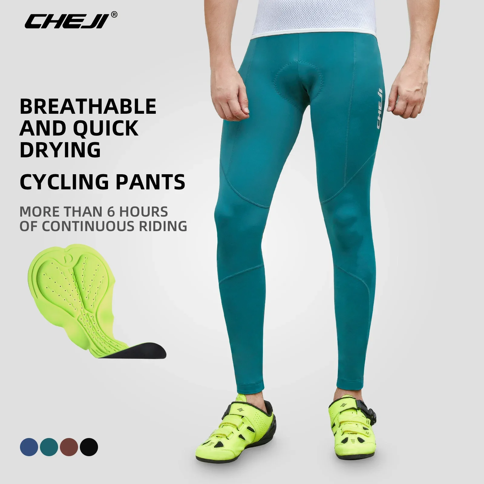 CHEJI Cycling Pants Men Cycling Team MTB Pants Riding Mountain Bike Trousers Road Bicycle Padded Breathable Bike Long cycling pants
