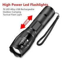 Portable Powerful XML-T6 LED Flashlight Waterproof Lantern Torch Use 18650 Rechargeable Battery Camping Tactical Flash Light