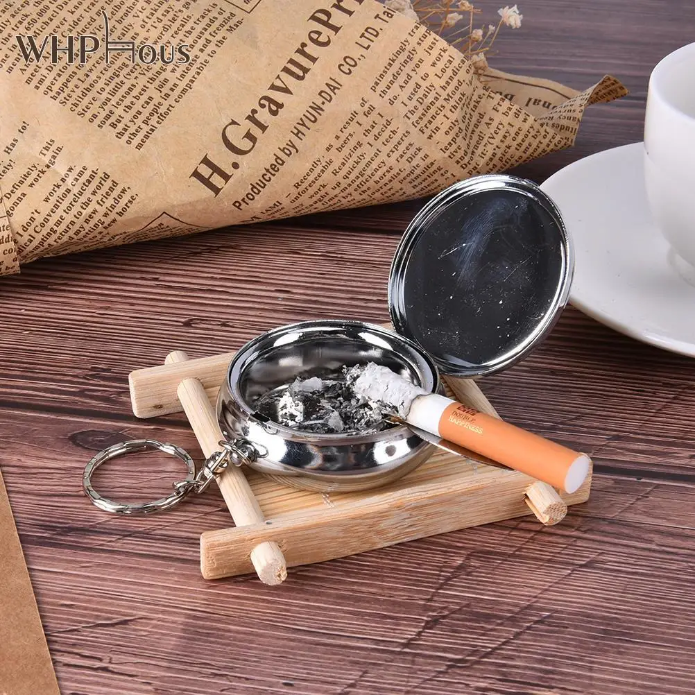 

New Arrival Creative Fashion Round Cigarette Keychain Portable Ashtrays Stainless Steel Pocket Ashtray Random Delivery