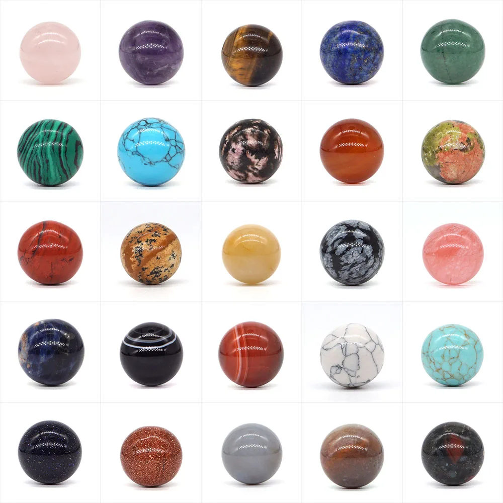 

Wholesale Natural Stone 16mm Beads Reiki Healing Crystals Chakra Round Sphere Ball For Jewelry Making Gemstone Accessories 1pc