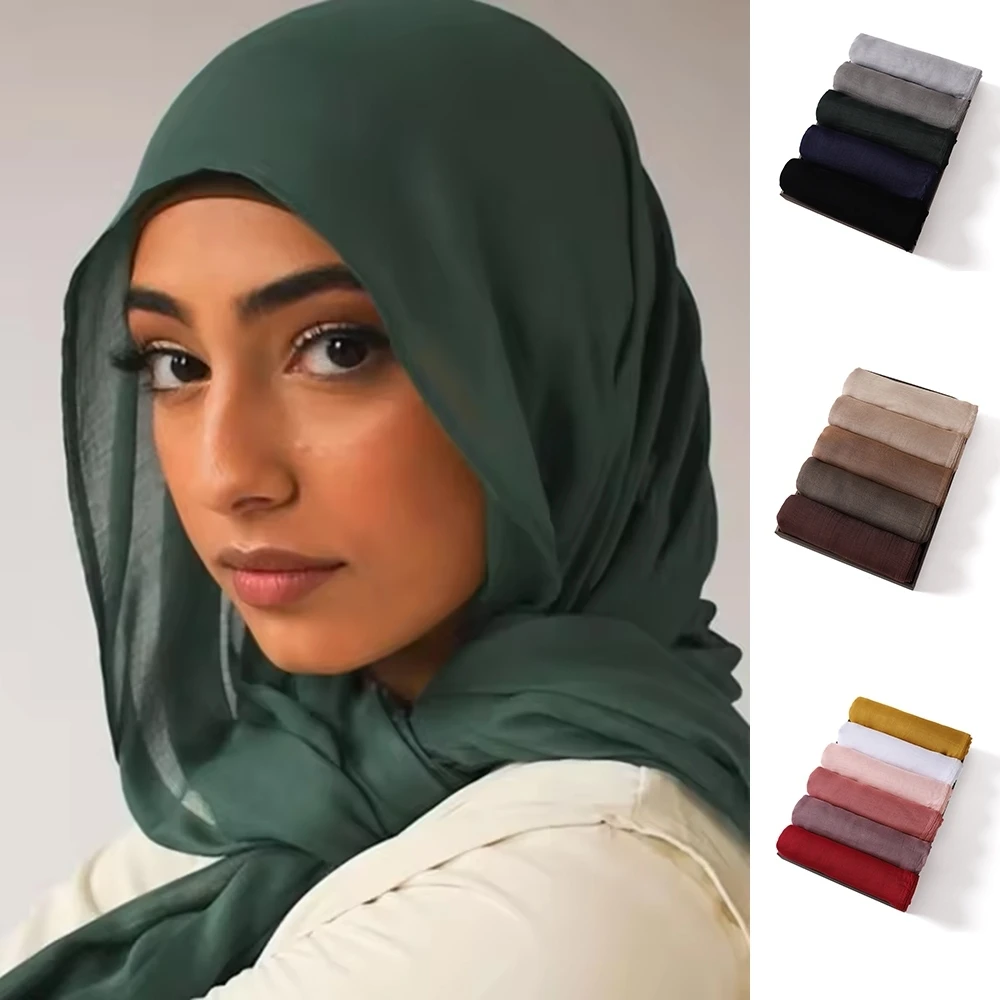 Muslim Hijabs for Women Scarf Thin Plain Shawls Femme Musulman Soft Viscose Rayon Headscarf Islamic Turban Headband 200x85cm muslim headwear head scarf shawl scarf hijab headscarf