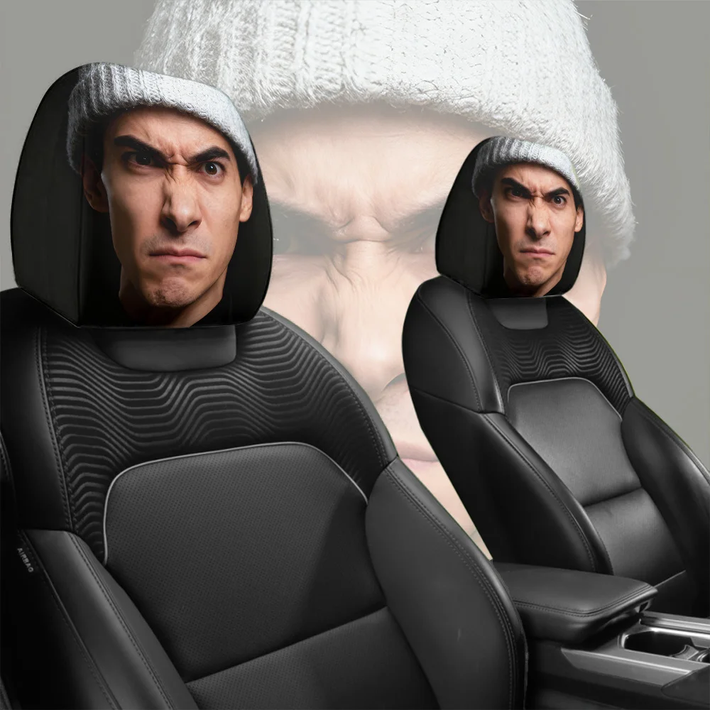 2 Stück Angry Knit Hat Men/Polyester-Autokopfstützenbezüge/einfach zu installieren und zu waschen – Detail 7
