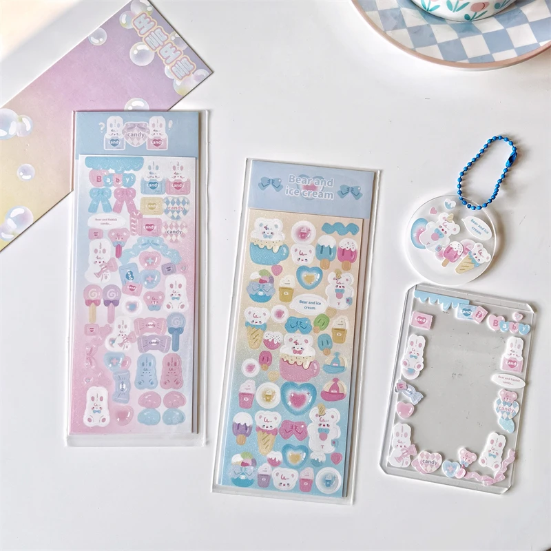 Cute Flower Animals Shiny Stickers Scrapbooking Decorative Sticker Korean  DIY Diary Album Stick Label Kawaii Stationery