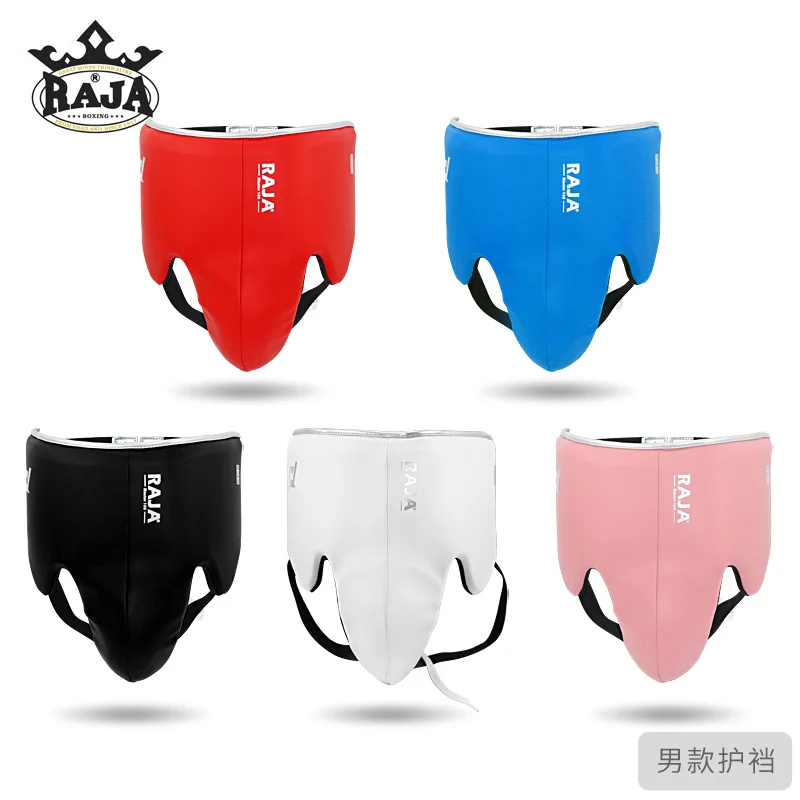 RAJA Boxing Groin Protector Guard Genuine Leather Sanda Muay Thai Kickboxing MMA Men Training Abdominal Protector Gear Women