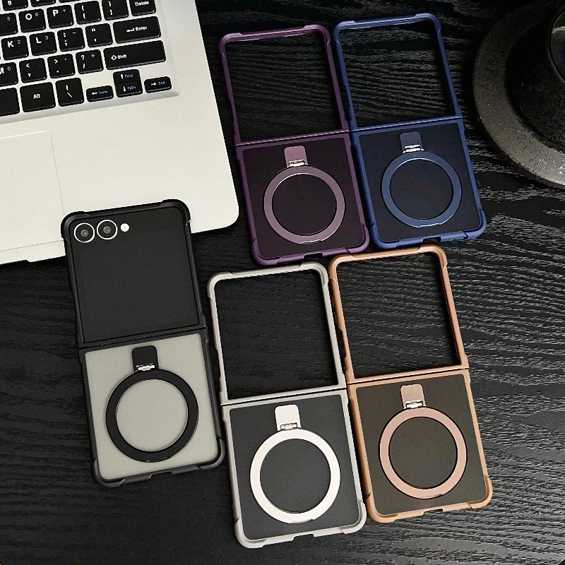 Frosted Translucent Magnetic Holder Case - Luxury Shockproof Soft Cover