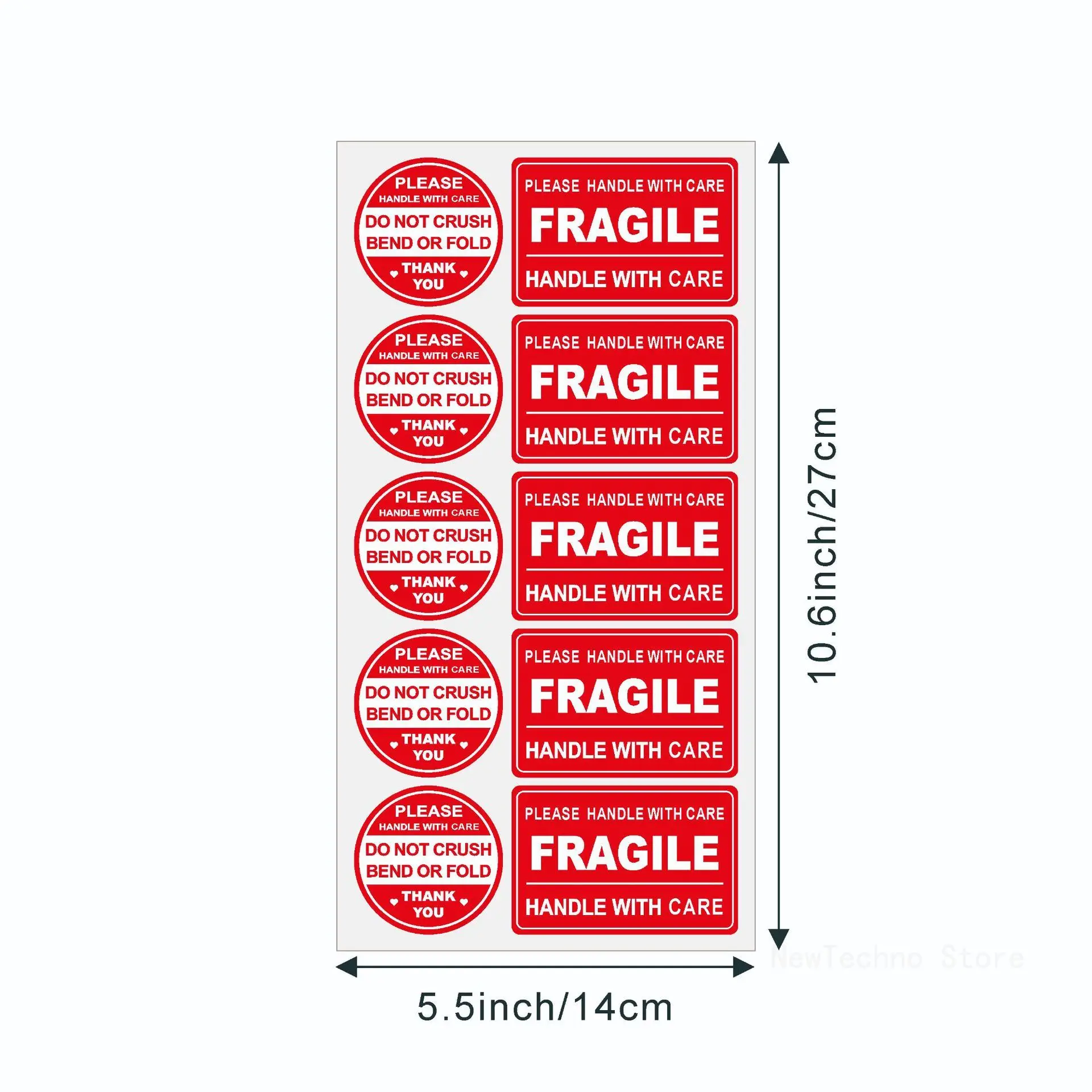 50pcs Fragile Stickers for Shipping Not Folded or Folded Stickers Not Fell OffLabels for Shipping Mailin Attention Notice Label