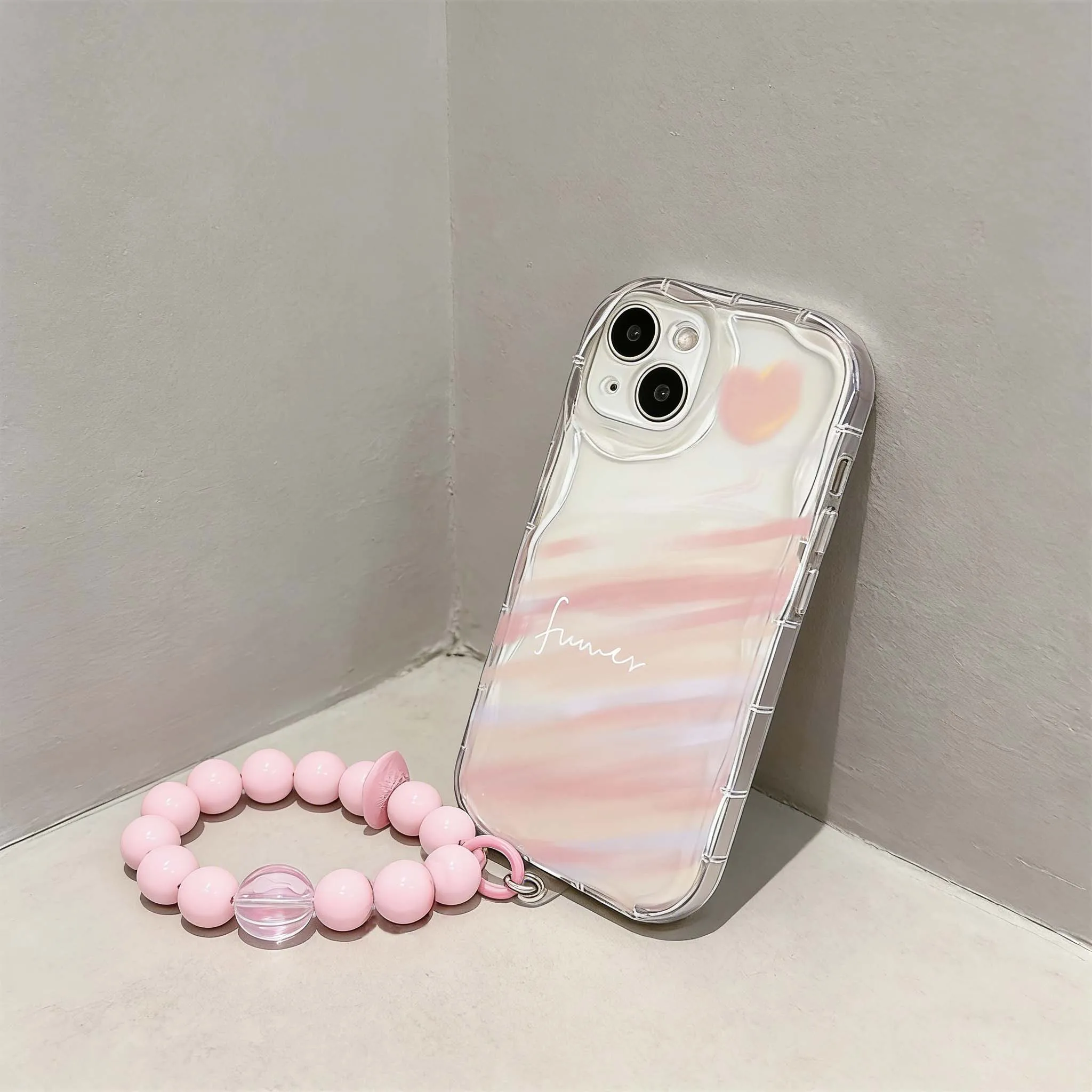 Floral Love Pendant Silicone Phone Case – Soft Chain Cover Design
