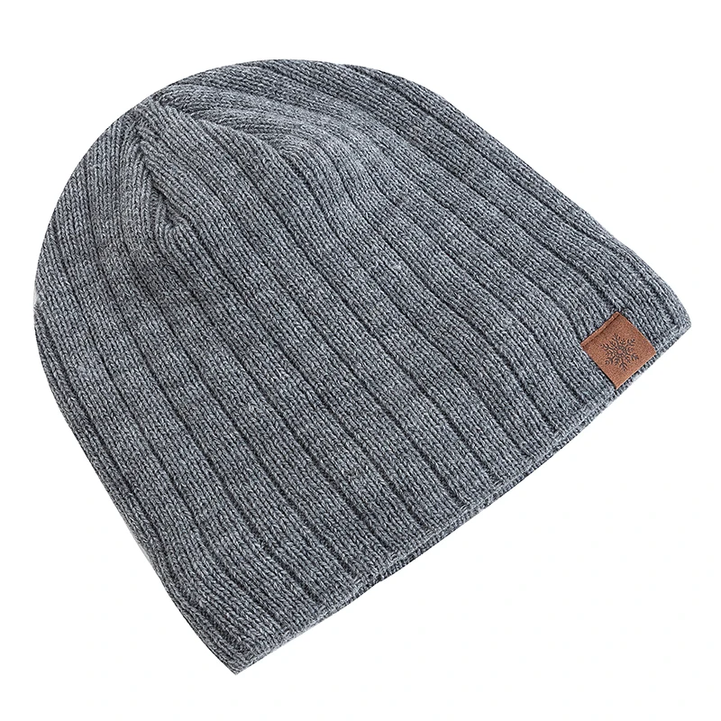 Unisex Snow Labal Winter Hats Solid Color Knitted Hats For Men Women Beanie Cap Outdoor Plush Fur Lining Warm Hats