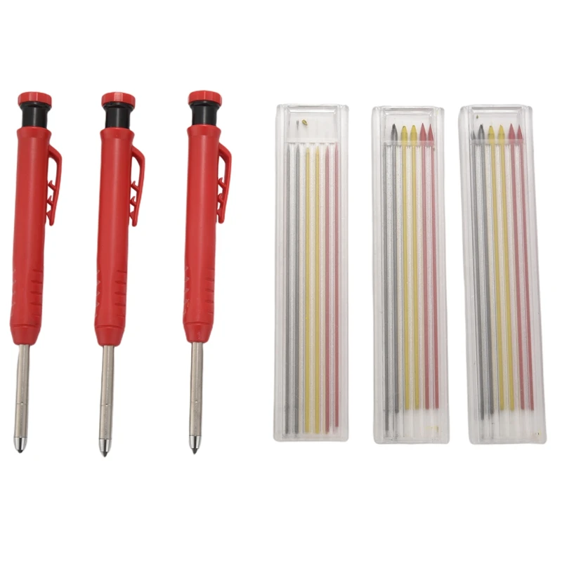 

HOT Solid Wood Carpenter Pencil Set,With Replacement Refills,Built-In Pencil Sharpener,For Woodworking Architect Architect