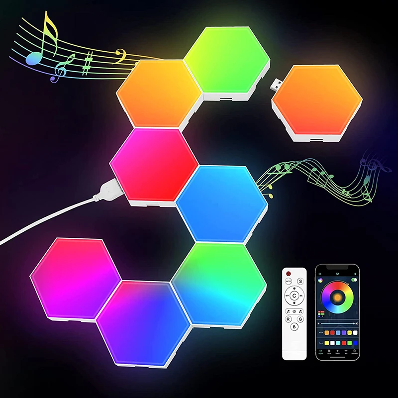 

Intelligent Control Hexagonal Light Music Synchronization RGB Light Suitable For Children'S Rooms And Game Lights