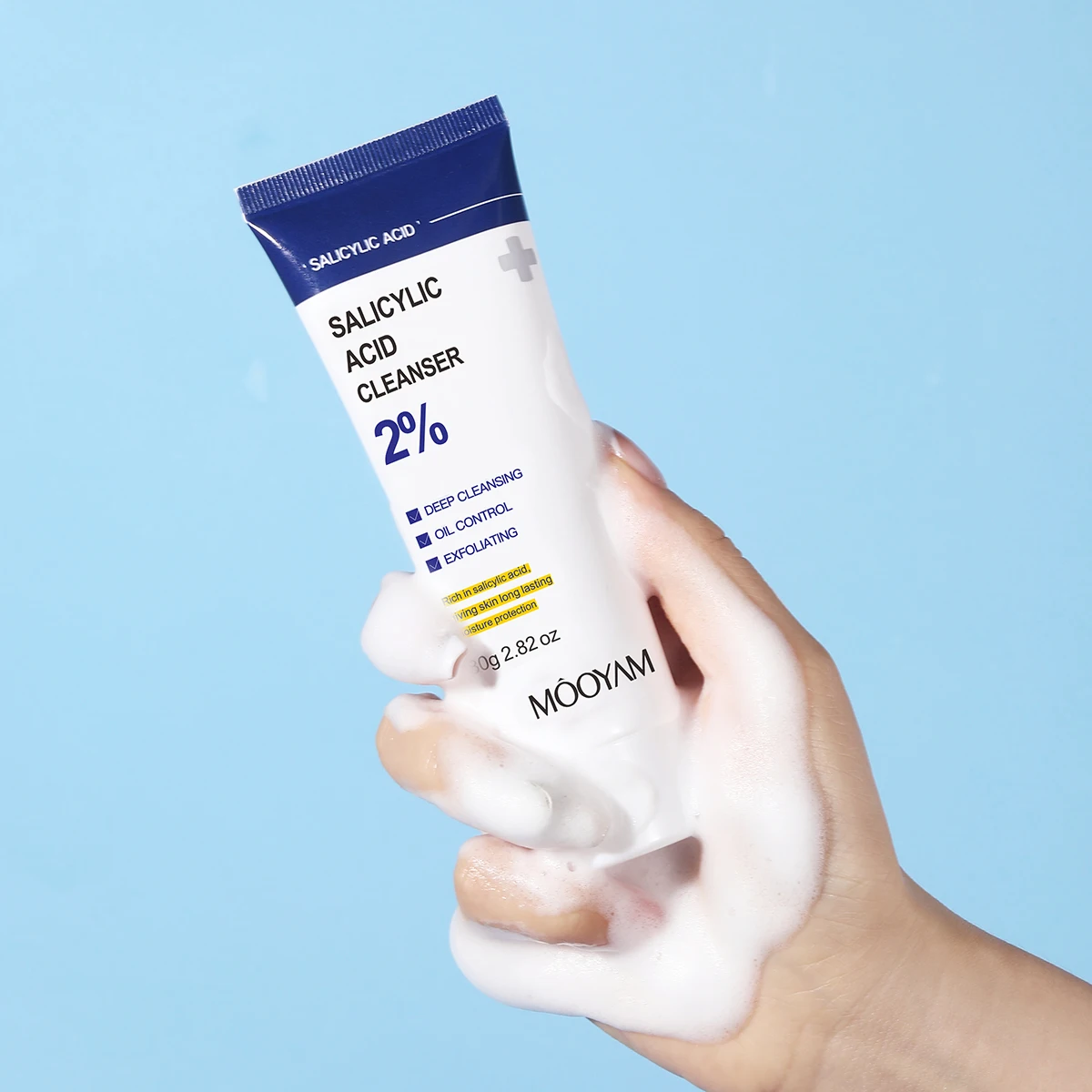 1/2/3pcs Salicylic Acid Facial Cleanser Deep Cleaning Skin Care Salicylic Acid Cleansing Foam Korean Face Wash Moisturized Skin