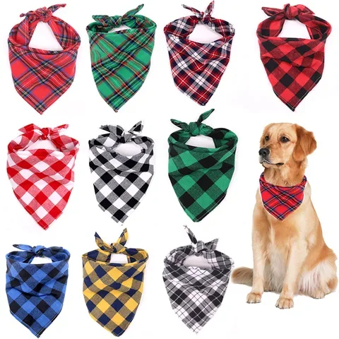 

Classic Red Black Plaid Pet Dog Bandana Bow ties Cat Puppy Kerchief Pet Neckerchief Scarf Dog Saliva Towel Dog Accessories