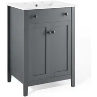 Classic modern minimalist design Bathroom vanity cabinet, 24 ", white sink, gray Product Dimensions 18"D x 24"W x 33"H 2