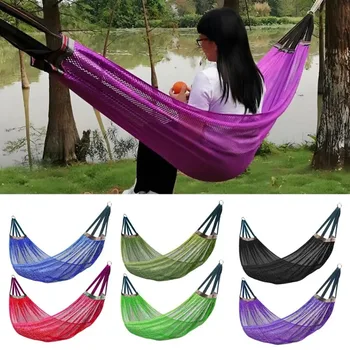 Hammock with Carry Bag Breathable Heavy Duty Single Person Hammock Camping Garden Balcony Porch Backyard Hanging Mesh Swing