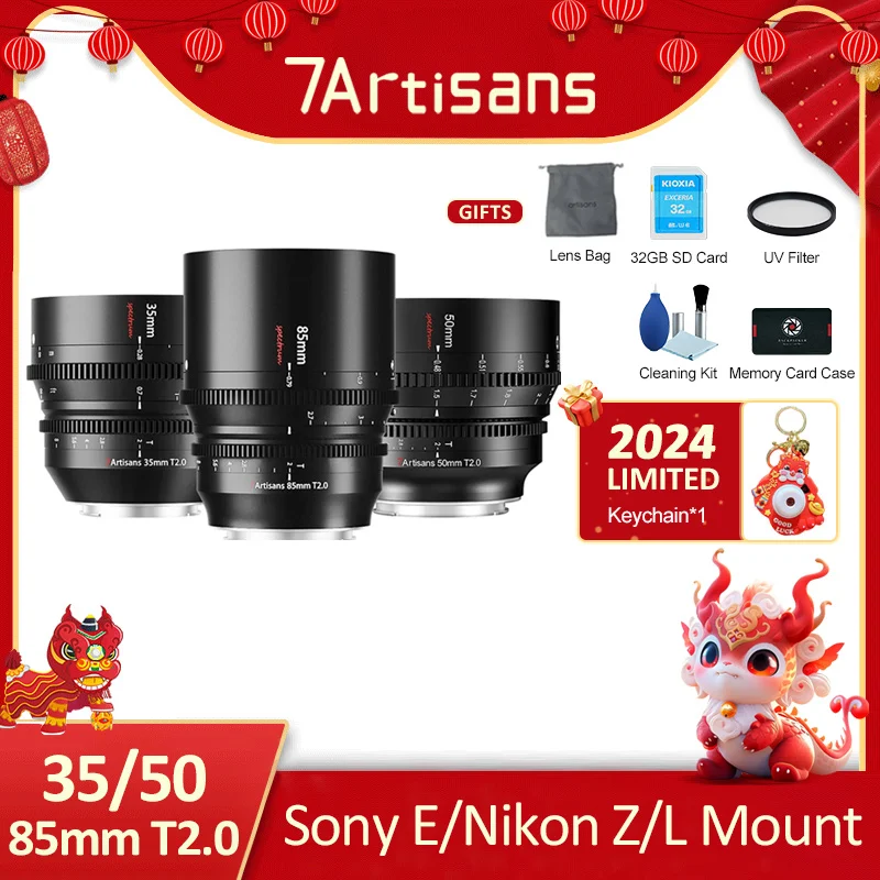 7 Artigiani 7 Artigiani 35Mm 50Mm 85Mm T2.0 Full Frame Large Aperture Cine Lens Per Sony E Nikon Z Canon R Sigma Panasonic Leica L