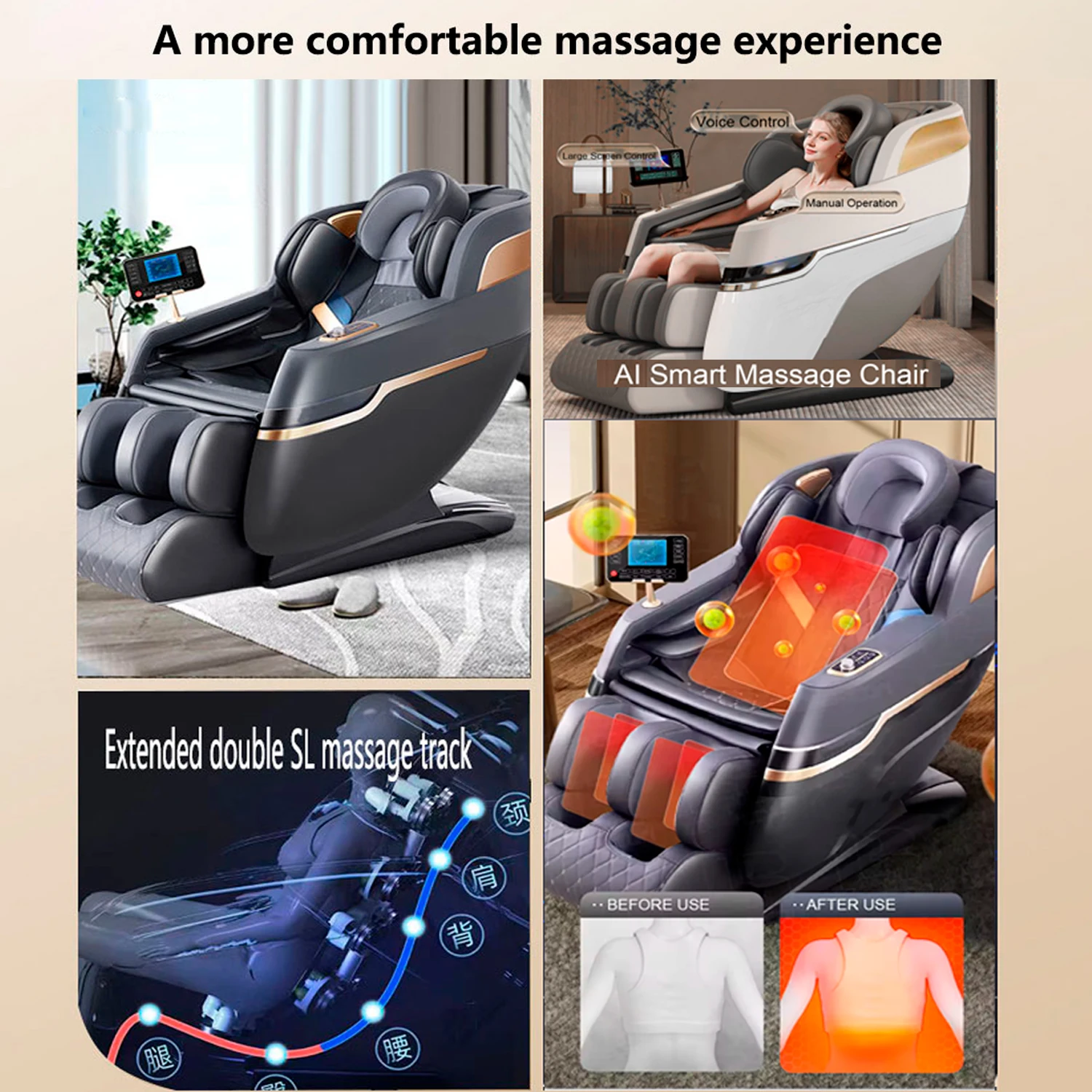 Three Years Warranty UKLife Home Office Heating Multifunctional Massage Chair Full body Airbag Wrapped Zero Gravity Massage Sofa 2
