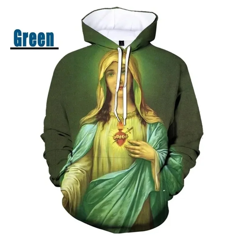 thumbnail image 1 of Sudadera con capucha gráfica de Virgen María ama a todos para hombre, sudaderas informales de gran tamaño personalizadas con estampado 3D, sudaderas para hombres, 1 of 5