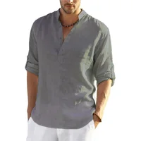 New Men’s Casual Cotton Linen Shirt Loose Tops Long Sleeve Tee Shirt Spring Autumn Casual Handsome Men’s Shirts