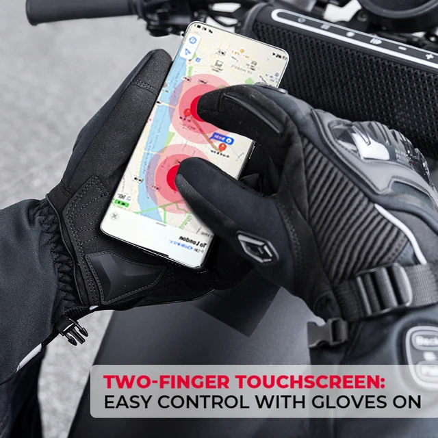 KEMIMOTO 電熱グローブ Mサイズ 黒/赤 バイクグローブ 冬用 防寒 撥水