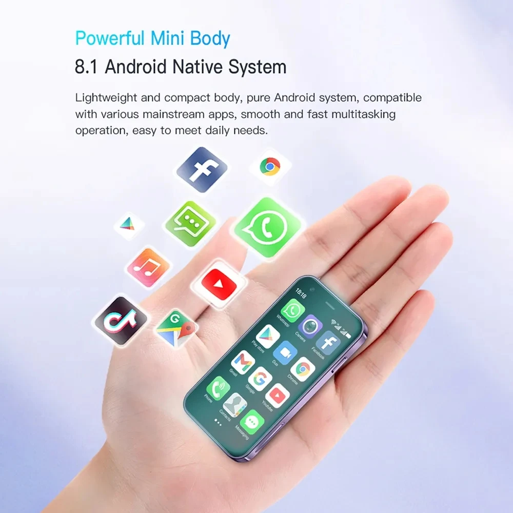 Android 8.1 Mini Smartphone 3.0 Inch 2GB RAM 16GB ROM Bluetooth 4.0 WiFi GPS Dual SIM Standby Play Store 3G Small Phone Mini Smartphone